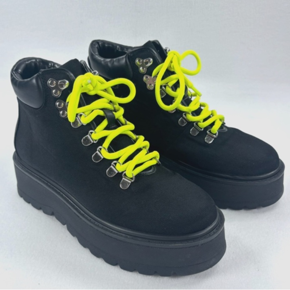 Steve Madden Black and Neon Yellow  Boots